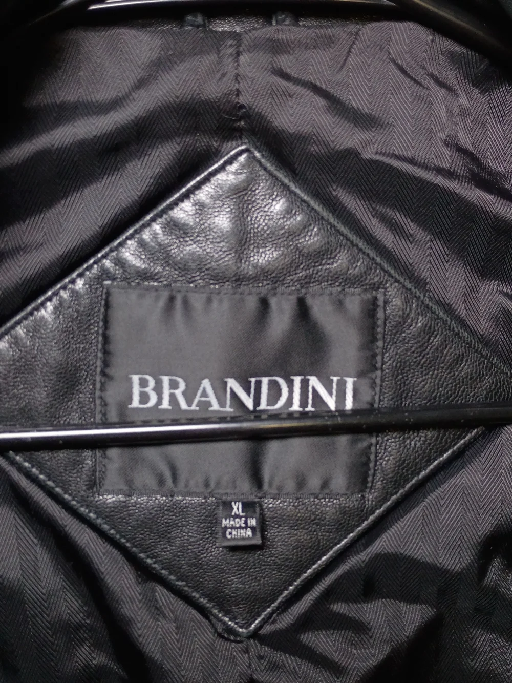 Brandini Le Collezioni Mens Black Leather Insulated Car Coat XL